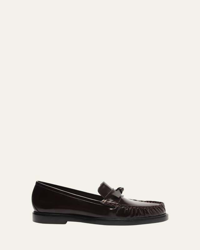 Clarita Patent-Leather Knotted Bow Laser Loafers